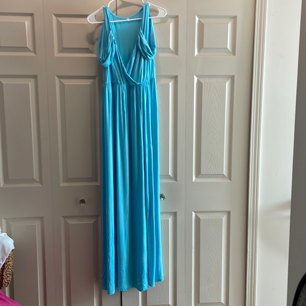 Sleeveless Drop Sleeve Maxi Dress W/High Slit SZ XL